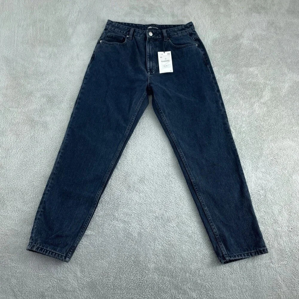 Zara Womens High-Waisted Dark Denim Jeans Size 40 NWT 4174